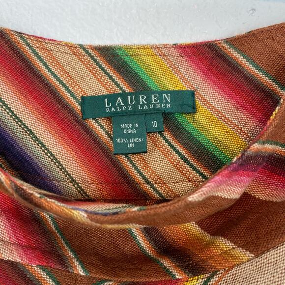 Lauren Ralph Lauren Serape 100% Linen Colorful Long Skirt - Picture 7 of 8